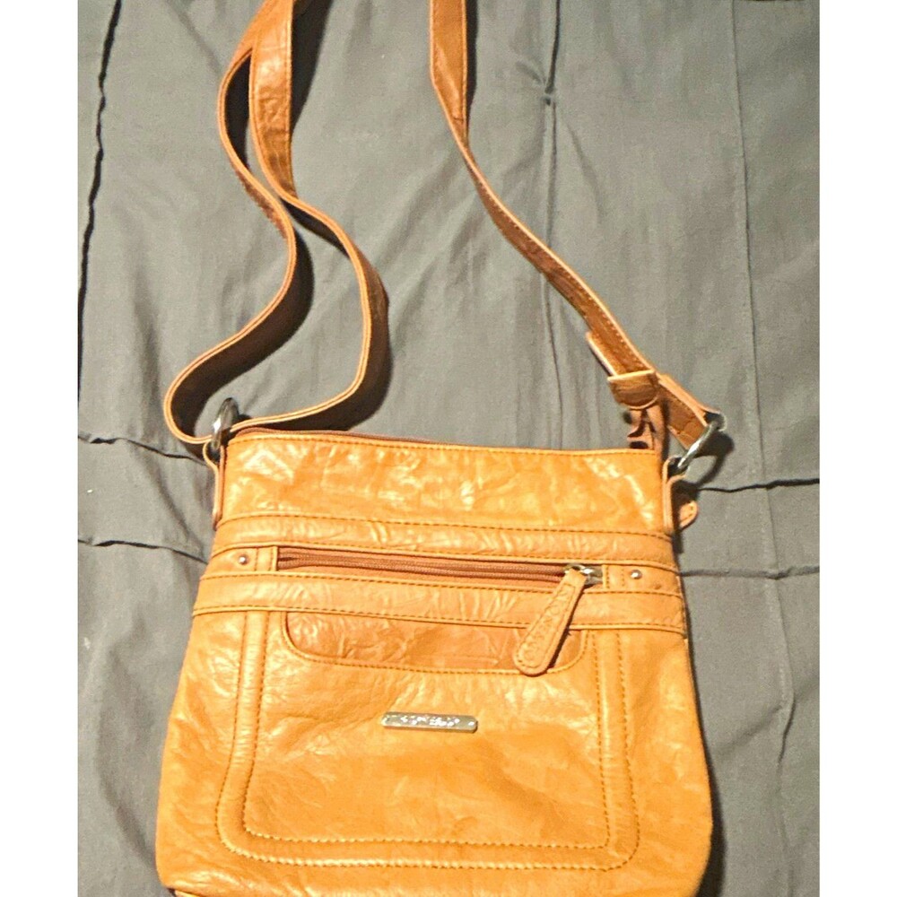 Stone & Co Brown Crossbody Purse, Zip Top, Adjustable Strap, Lined Inner Pockets